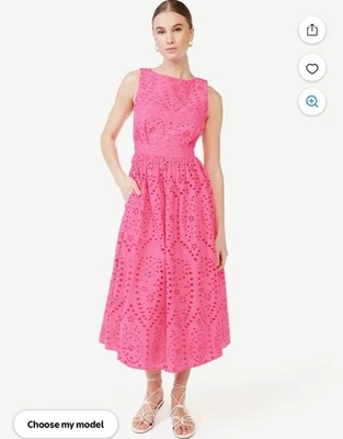 NUEVO Vestido midi Scoop con ojales para mujer talla XL rosa sin mangas Foto 1 de 4