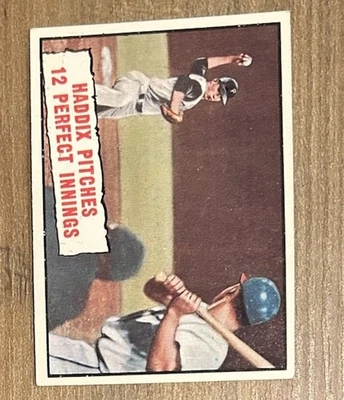 1961 Topps Haddix Pitches 12 Perfect Innings Pittsburgh Pirates #410 EX/EX-NM - Imagem 1 de 2