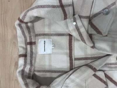 Lindo Vestido/Chaqueta Universal Thread Franela a Cuadros Crema y Marrón con Bolsillos | M Foto 1 de 3