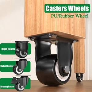 1.5" 2" 3" 4" 5" Quiet Casters PU Wheels-Swivel & Rigid Wheels for Small Trolley - Picture 1 of 37