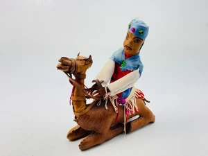 Vintage Handcrafted Leather Moroccan Middle East Camel & Rider Figurine 7" x 7" - Picture 1 of 7