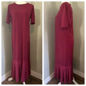 NWT!! Antthony Elegant Burgundy Midi/Maxi Dress, Mixed Media, Animal Print, M - Picture 1 of 13