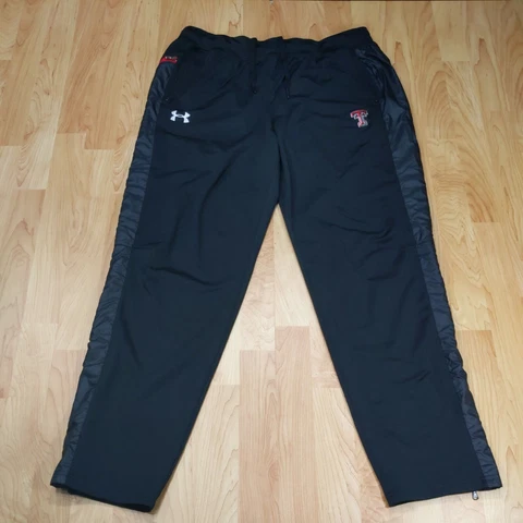 Under Armour UA Texas Tech Red Raiders Black Loose Sweat pants Mens XL zippers Cover