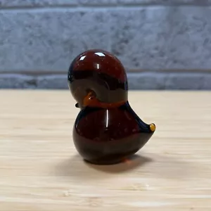 De colección F M Konstglas RONNEBY Suecia Arte Vidrio Lindo Pájaro Ámbar Marrón - Imagen 1 de 11