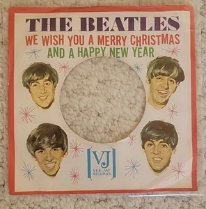 The Beatles We Wish You a Merry Christmas Orig Vee-Jay 45 SLEEVE See Pic #7 & #8 - Picture 1 of 24