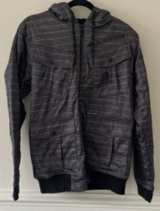 Billabong Jacket Mens Large Sherpa Lined Gray Thick Hooded - Picture 1 of 6