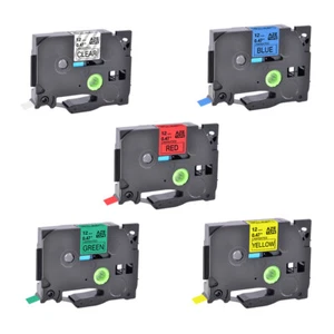 5×Compatible for Brother TZ131-731 0.47" Clear/Red/Blue/Yellow/Green Label Tape - Picture 1 of 11