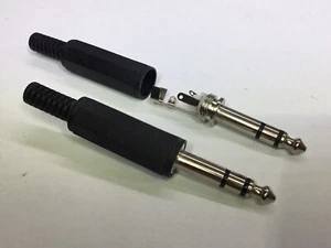 6.35mm X2 Deal Stereo Jack Connector Plug 1/4 Inch 6.3mm Black Solder - Picture 1 of 5