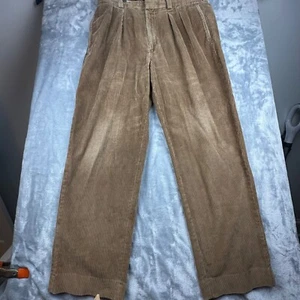 Vintage LL Bean Pants Mens W35 L29 Brown Corduroy Jumbo Cord Classic Pleated - Picture 1 of 6
