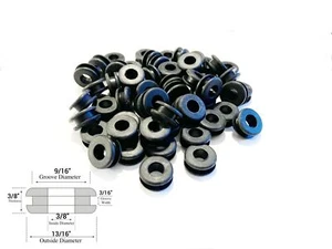 Paquete de 50 bujes de ojal de goma, identificación de 3/8", ranura de 3/16", se adapta a orificios de 9/16" - Imagen 1 de 2