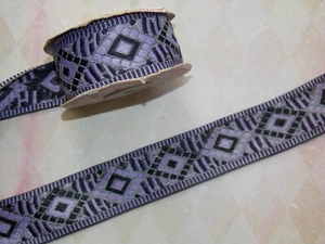 35mm indian lilac black embroidered ribbon applique motif trim - Picture 1 of 1
