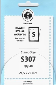Uni-Safe / Prinz Top-Opening S 24.5 x 29 mm - 40 BLACK Precut Stamp Mounts $3.99 - Picture 1 of 2