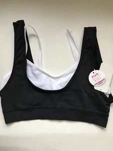 MAIDENFORM Girl youth Sports Bra Large New Black White - Picture 1 of 7
