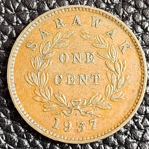 1937 Sarawak 1 Cent Copper Coin - KM# 18 - Fine - # 29668 Cover