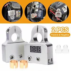 2PCS Digital Voltmeter Car Battery Terminal Connectors 0/4/8 AWG Alloy Universal - Picture 1 of 8