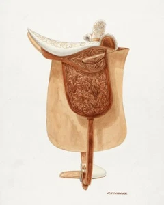 Side Saddle 1938 by Randolph F. Miller Giclee Print of Vintage Western Drawing - Picture 1 of 3