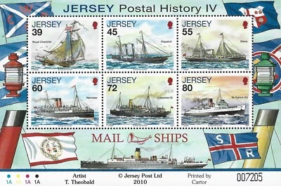 2010 Jersey Sg MS1509 Jersey Postal History (4th series) Mail Ships MNH - Image 1 of 2