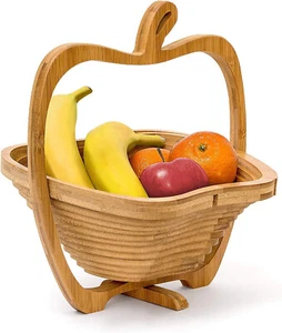 Apple-Shaped Basket - Folding Bamboo Fruit Bowl / Basket - 30 x 27 x 22.5 cm - Picture 1 of 5