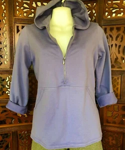 J Jill Light Purple 1/2 Zip Hoodie Kangaroo Pockets 100% Cotton Knit Size SP - Picture 1 of 4
