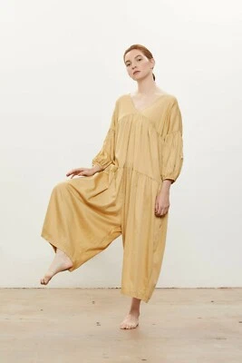 Black Crane Puff Jumpsuit Size M Pale Yellow - Image 1 of 4