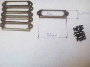 5 x Bronze Cabinet Drawers Label Pull File Name Card Tag Holders + Screws - Picture 1 of 3