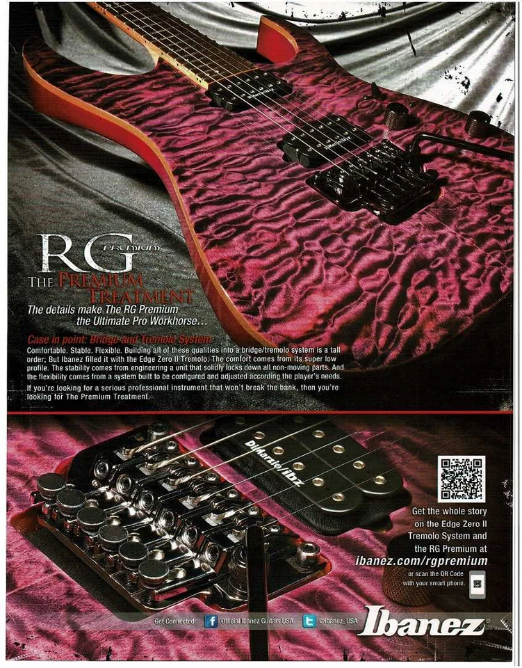 2011 IBANEZ RG Premium Guitarra Eléctrica Alto Voltaje Violeta Revista Anuncio Foto 1 de 1