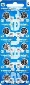 10 pc 381 Renata Watch Batteries SR1120SW 0% MERCURY 