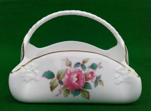 SPODE BASKET WITH HANDLE - BILLINGSLEY ROSE SPRAY. - Picture 1 of 9