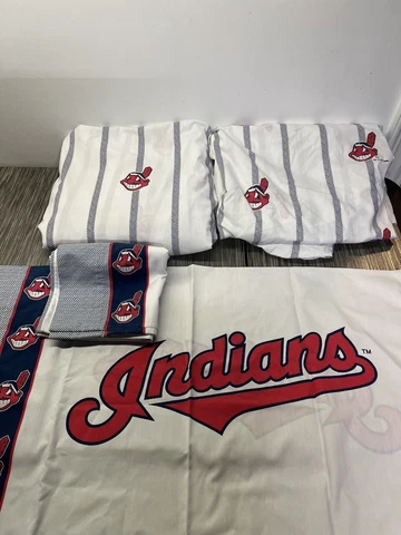 Vintage Rare 1996 Chief Wahoo Cleveland Indians Full 4 Piece Sheet Set Cover