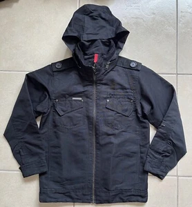 Joe Whistler Youth Boys 8/10 Black Jacket Zip Up Hooded Pocket Water Resistant - Picture 1 of 17