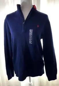 Polo Ralph Lauren Damen Quarter Zip French Navy Blau Pullover Sweater 18/20 Neu - Bild 1 von 16