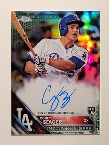 2016 Topps Chrome COREY SEAGER Green /99 Refractor Autograph Auto Rookie RC