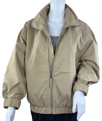 Chaqueta cortavientos con cuello H&M beige cremallera frontal bolsillos a presión ajuste relajado talla XS Foto 1 de 4