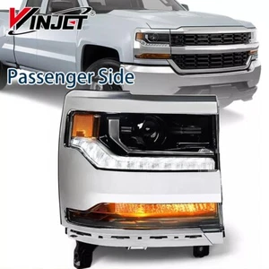 Passenger RH Side Headlight For 2016-2019 Chevy Silverado 1500 HID/Xenon LED - Picture 1 of 12