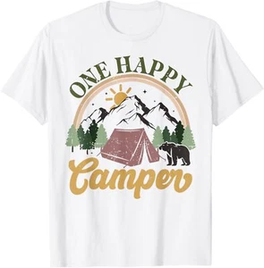 One Happy Camper Matching Family Birthday Party Camping T-Shirt - Picture 1 of 5