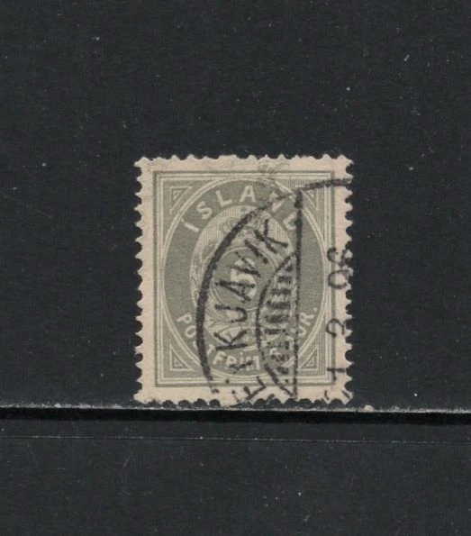 S7442 Islandia 1876 6A Gris Perf 14X13 1/2 1V Usado - Imagen 1 de 1