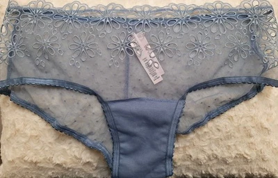 Nuevo Victoria's Secret Azul Malla Poliéster Poliamida Cheeky Panty, Talla L Foto 1 de 4