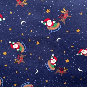 Vtg VIP Fabric Santa Sleigh & Reindeer Night Sky Moon Stars Dreamspinners 3 yds - Picture 1 of 6