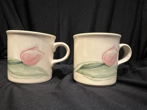 Pfaltzgraff GARDEN PARTY  Tulips & Cherries Coffee Tea Cups Mugs Set Of 2 - Picture 1 of 8