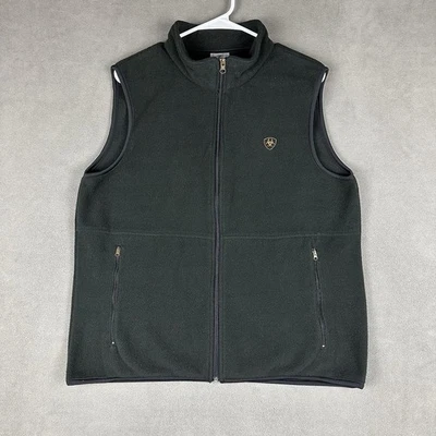 Chaleco Ariat Para Hombres Mediano Negro Cremallera Completa Polar Bolsillos con Cremallera Senderismo Vaquero Aire Libre Foto 1 de 4