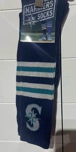SEATTLE MARINERS LOGO ADULT LARGE CREW SOCKS AUTHENTIC MLB BASEBALL TEAM NEW - Picture 1 of 2