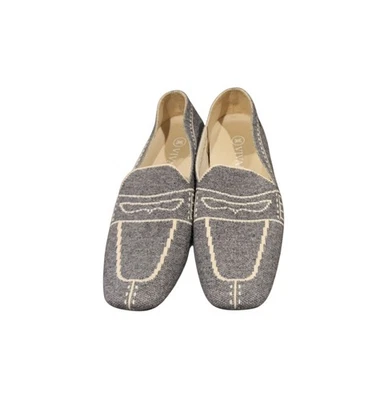 VIVAIA Mujer Talla US 8.5 EU 39 SIERRA Puntera Cuadrada Tejido Mocasines Gris Slipon Planos Foto 1 de 4