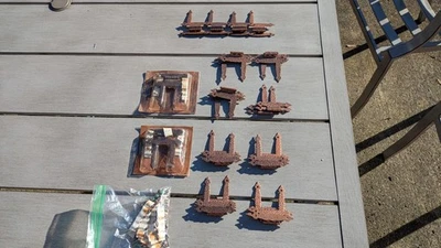 Bisagra de gabinete vintage martillada cobre pala colonial 3/8 offset MCM retro Foto 1 de 4