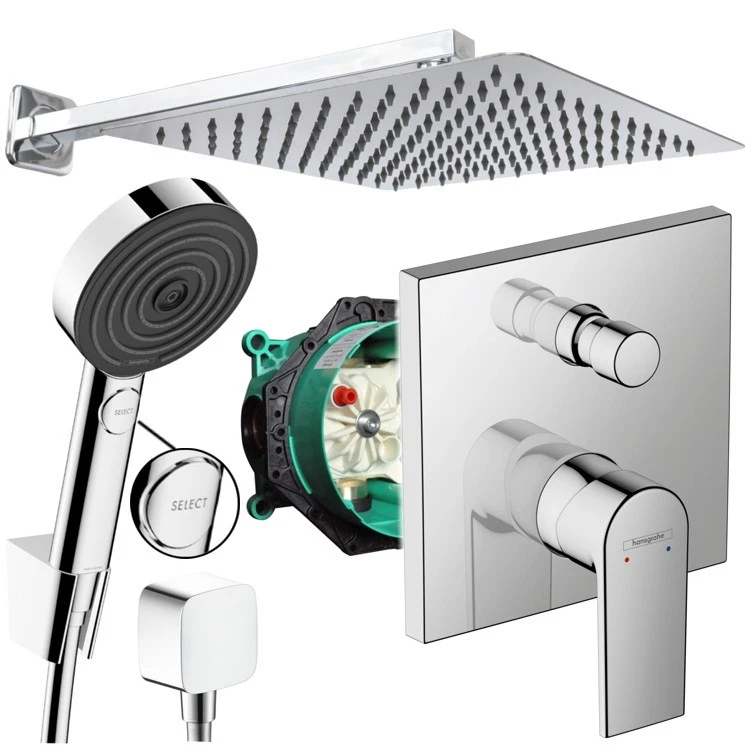 Hansgrohe Vernis+ SELECT Unterputz Duscharmatur Regendusche Kopfbrause 30cm ibox