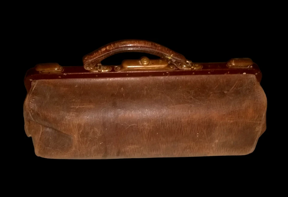 Hebammentasche Hebammenkoffer Arzttasche Arztkoffer Leder Antik Jugendstil - Bild 1 von 4