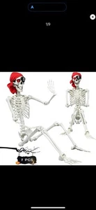 Esqueleto de Halloween de 5,4 pies espeluznante esqueleto posable tamaño completo con movimiento... - Imagen 1 de 7