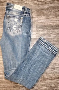Miss Me Los Angeless Women's Size 30x32 Stretch Jeans Mid-Rise Straight Distress - Picture 1 of 22