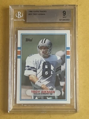 Troy Aikman 1989 Topps negociado #70T patio radiocontrol BGS 9 como nuevo Foto 1 de 2