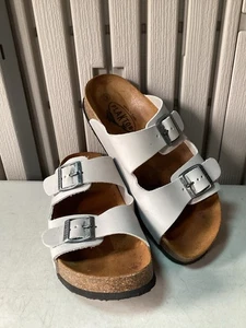 Plakton Beta Double Strap Sandals - White - Soft Leather Size Uk 6 US 8 EUR 39 - Picture 1 of 24