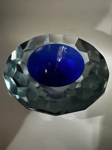 Atemberaubende Murano Mandruzzato Diamant Sommerso facettierte Glasschale Italien - Bild 1 von 8
